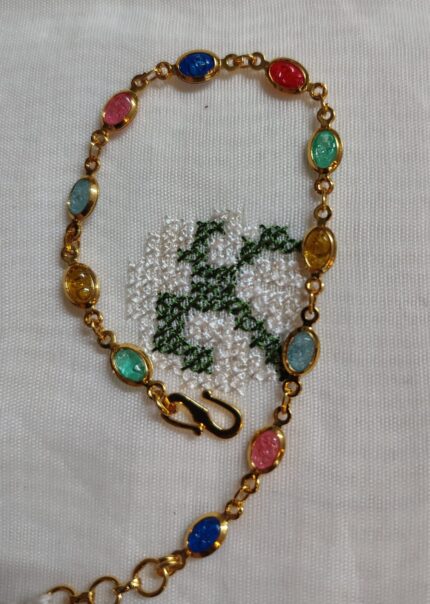 Multi-Color Stone Gold Bracelet